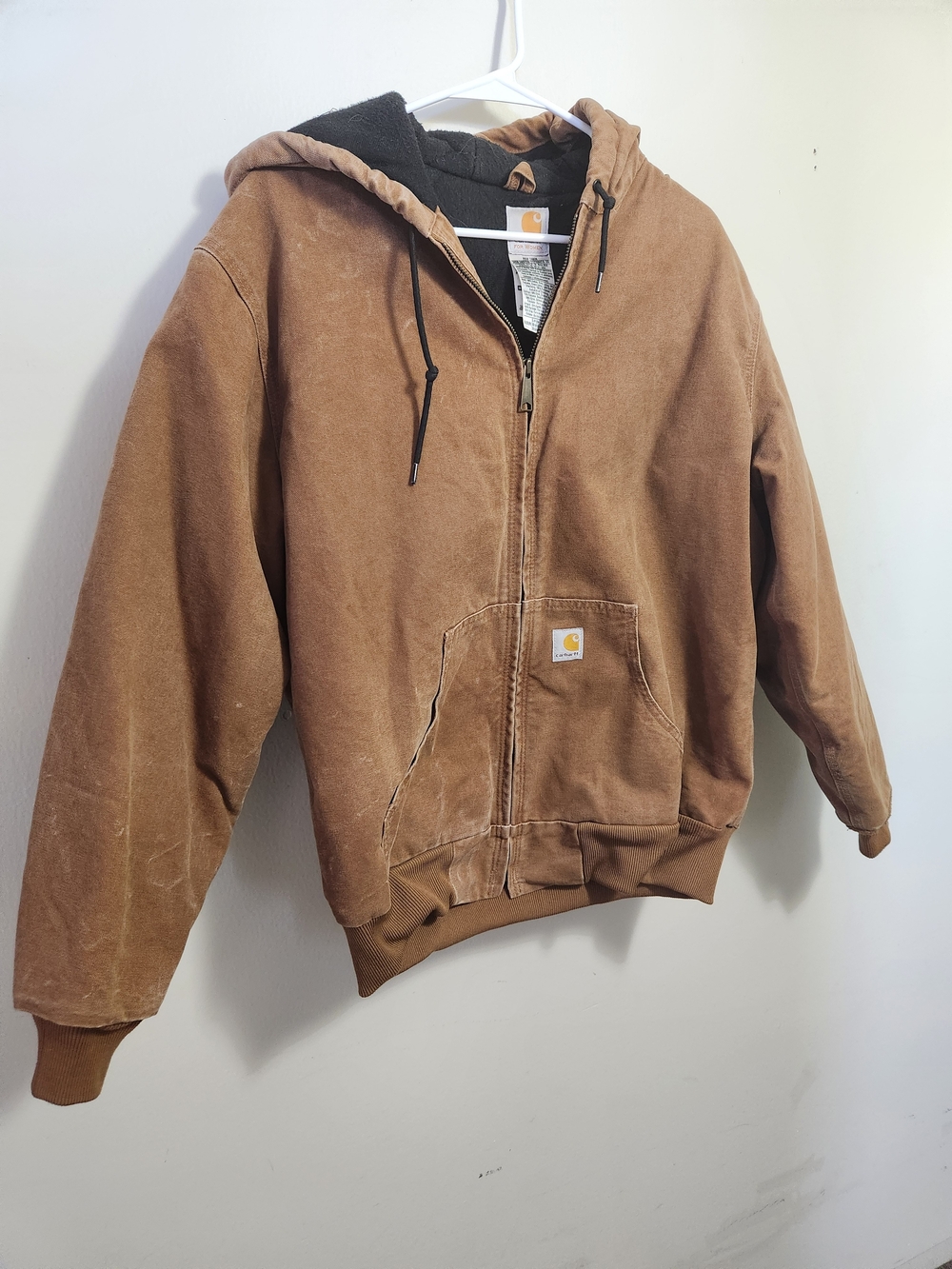 Carhartt Brown Hooded Work Jacket with Black Lining